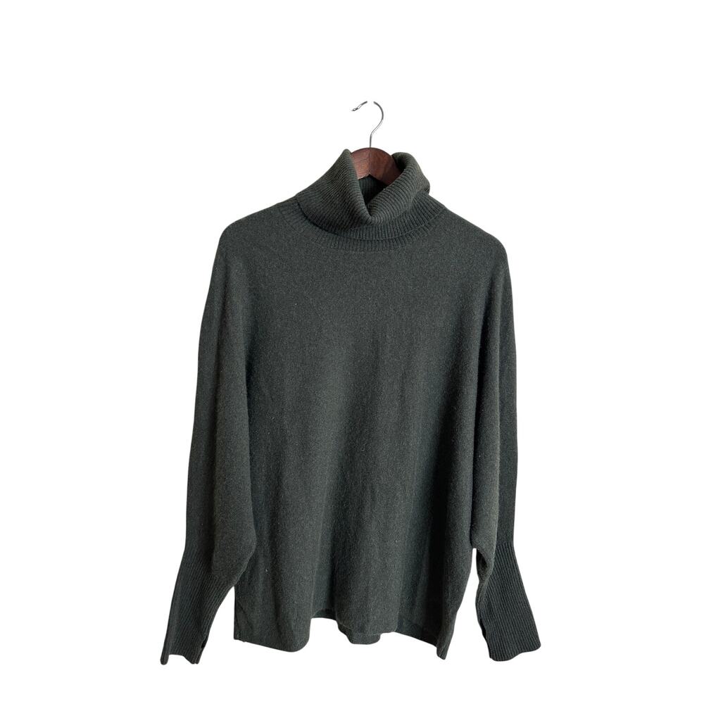 Hotel Particulier 100% Cashmere Green Sweater Dolman Sleeves Turtleneck Large